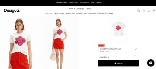 Camiseta de mujer de manga corta ilustración flor Desigual por 9,97€