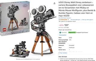 LEGO Disney Walt Disney eerbetoon camera voor €49,99 dmv code bij Amazon