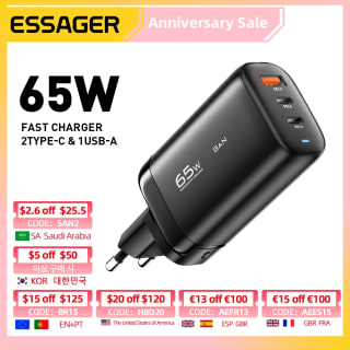 Carregador da Essager de 65W Gan Fast Charger - R$ 73,97