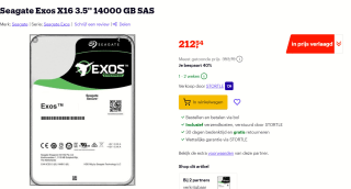 Seagate Exos X16 SAS (SED-model), 14TB voor €212,54 bij bol.com