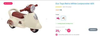 Eco Toys Retro Loopscooter - Wit - Looptrainer met muziek en claxon voor 525 bij Mamloes