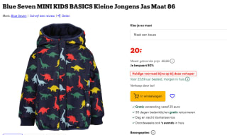 Blue Seven mini kids basics dino's jas voor €20 bij Bol