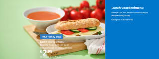 Lunch voordeelmenu voor €2,99 voor IKEA Family leden