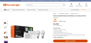 2 ampoules white & colors, Pont, Interrupteur, Compatible Google Home à 64,99€