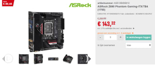 ASRock Z690 Phantom Gaming-ITX/TB4 moederbord voor €143,32 bij Reichelt