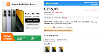 Poco M7 Pro 8GB/256GB voor €156 bij Aliexpress