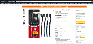 Escova Dental da Colgate, modelo Slim Soft Carvão com 4 unid - R$ 21,97