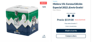 Hielera 15L Corona edición especial 2022 por $519 en Beerhouse