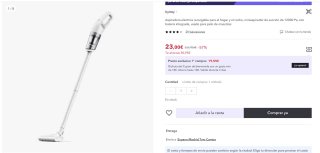 Miniaspirador de succión de 12000 Pa, con batería integrada por 23€ (nuevo usuario por 11,50€)