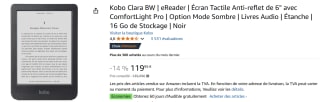 Kobo Clara BW E-Reader 6" Zwart voor €119,95 bij Amazon