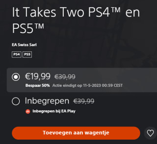 It Takes Two PS4™ en PS5™ voor €19,99 in de Playstation Store