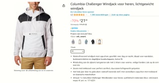 Columbia Challenger Windjack voor heren voor €21 bij Amazon
