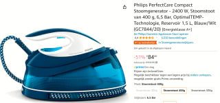 Philips PerfectCare Compact GC7844/20 - Stoomgenerator - Aqua Blauw voor €84 bij Amazon