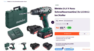 Metabo BS 14.4 Set 14.4V Li-Ion accu boor-/schroefmachine set (2x 2.0Ah accu) in koffer voor €49,95 bij Ibood