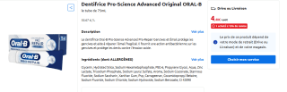 Dentifrice Pro-Science Advanced Original ORAL-B à 4,40€