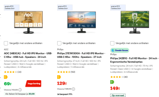 Gratis 10 euro cadeaubon bij aankopen van geselecteerde monitoren van Philips en AOC