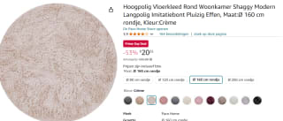 Hoogpolig Vloerkleed Rond Ø 160 cm in diverse kleuren voor €20,25 met Amazon prime