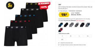 Pack de 5 Boxers de CR7 por 19.99€
