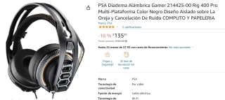 Audifonos PSA Nacon RIG 400 Pro por $135 en Amazon