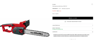 Motosierra Eléctrica Einhell GE-EC 2240 – 2200 W, Espada 40,6 cm por 54,40€