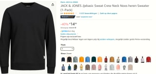 JACK & JONES basic heren Sweater voor €14,99 bij Amazon