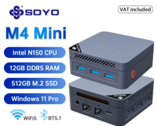 SOYO Mini PC M4 Mini Intel N150 12GB RAM 512GB Opslag voor €109,40 dmv code bij Aliexpress