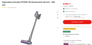 15% EXTRA descuento en Aspiradoras y frigoríficos en Worten