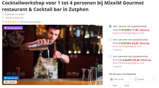 Cocktailworkshop voor 1 tot 4 personen in Zutphen vanaf €11,49 p.p. bij Groupon