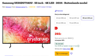 SAMSUNG UE55DU7192 - 55 inch - 4K UHD voor €292 bij Bol