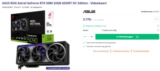 ASUS ROG Astral GeForce RTX 5090 32GB GDDR7 OC Edition - Videokaart voor €3.779 bij Azerty