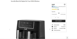 Scoville 8L Digital Air Fryer With Window: £69