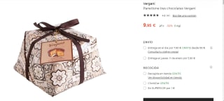 Panettone tres chocolates Vergani 1 KG por 9.95€