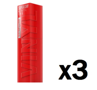 3 Maybelline New York, Pintalabios efecto Vinilo Superstay Vinyl Ink, Vinilo fijo, Larga Duración, Tono 25 Red-hot por 14.87€