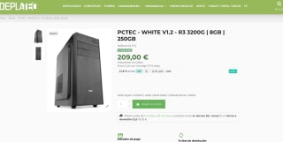 PC de sobremesa R3 3200G 8GB 250GB por solo 209€