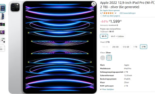 Apple iPad Pro 12.9 (2022) 2TB voor €1599