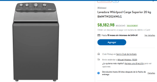 Lavadora Whirlpool Carga Superior 20 kg 8MWTW2024WLG