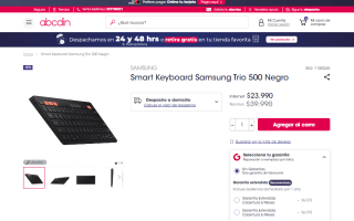 Smart Keyboard Samsung Trio 500 Negro por $23.990