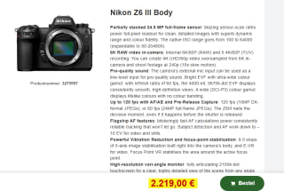 Nikon Z6 III Body voor €2.219 bij Proshop