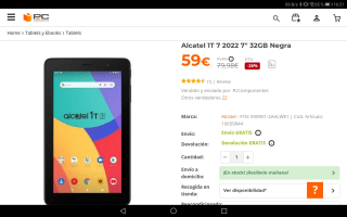 Tablet Alcatel 1T 7 2022 7 pulgadas con 32GB por 59 €