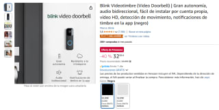 Blink Videotimbre (Video Doorbell) Gran autonomía, audio bidireccional por 32,99€