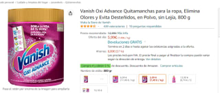 Vanish Oxi Advance Quitamanchas para la ropa 800gr por 5.39€
