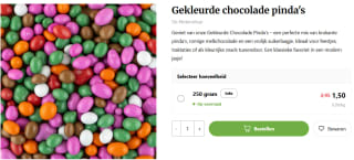 Gekleurde chocolade pinda's 250g voor €1,50 bij De Notenshop