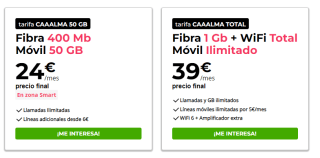 Fibra 400 Mb + Móvil 15Gb + Llamadas ilimitadas en Adamo por 19€