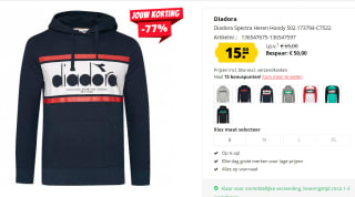 Hoodie Diadora voor €15 bij Sportkorting