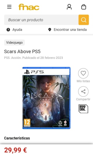 Scars Above PS5 por 29,99€.