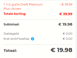 1+2 gratis op Dreft Platinum Plus citroen bij Hoogvliet