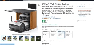Tondeuse robotisée avec garage robuste et module de connexion automatique ECOVACS GOAT G1-2000 à 1299€