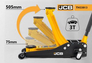 JCB Hydraulische Autokrik - Garagekrik - 3 ton - Dubbelpomps - Laag Profiel - Staal voor €179,95