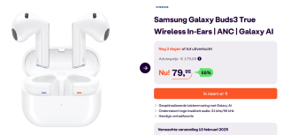 Samsung Galaxy Buds 3 Wit voor €79,95 bij Ibood