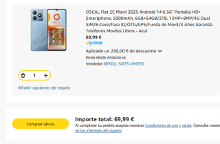 OSCAL Flat 2C Movil 2025 Android 14 6.56" Pantalla HD+ Smartphone, 5000mAh, 6GB+64GB por 69,99€